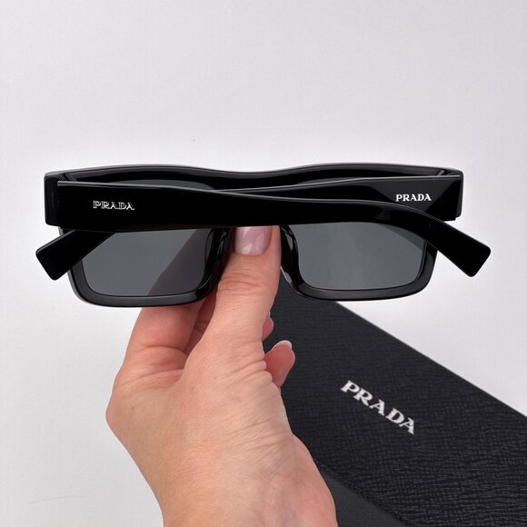 Prada PR19WSF Rectangle Sunglasses – Black Frame Grey Lenses | Model 1AB5S0 - Picture 4 of 9